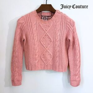 Juicy Couture Cropped Cableknit Wool Blend Sweater